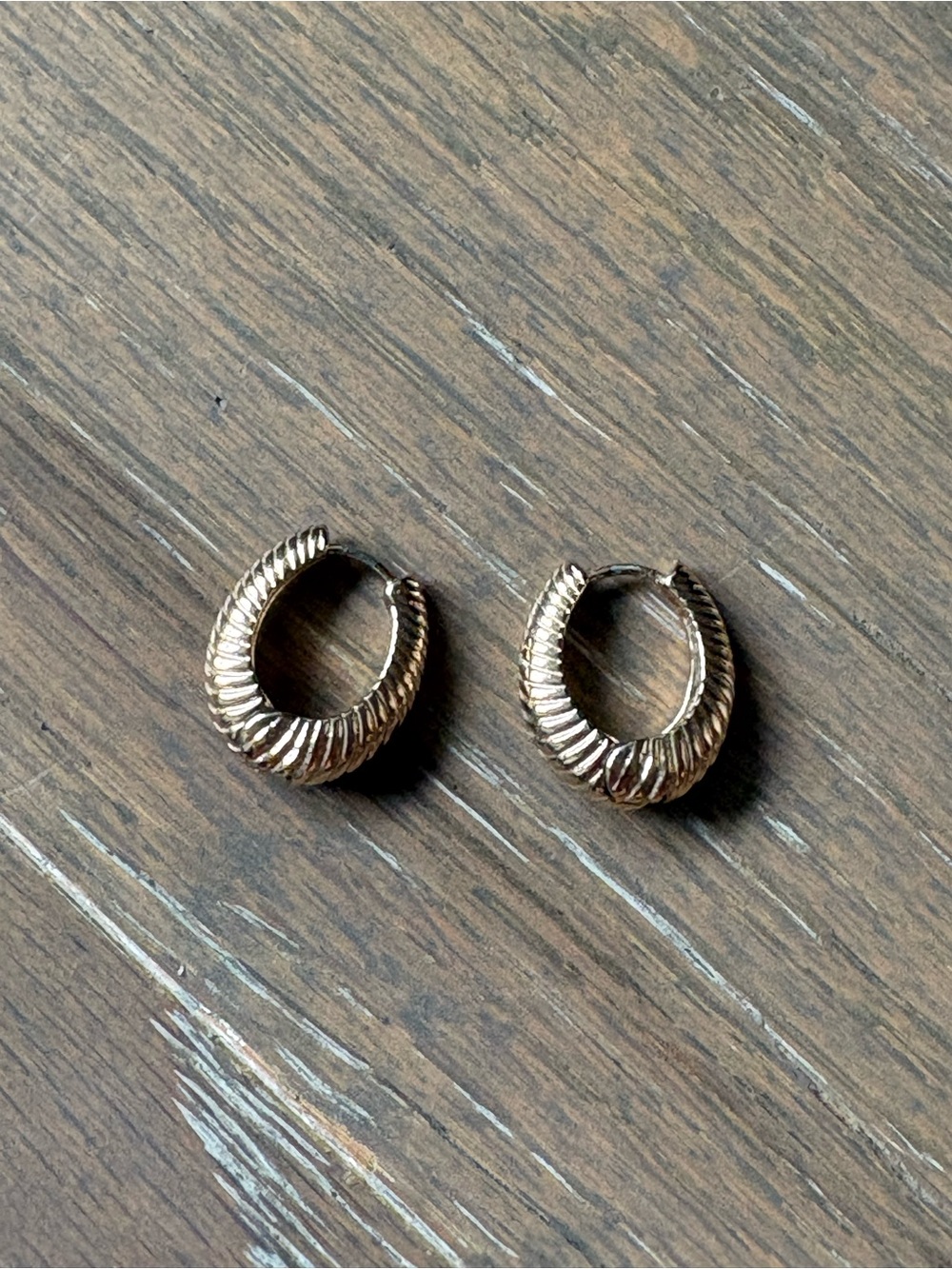 Gold-Tone Ribbed Hoop Earrings